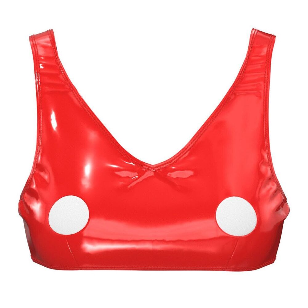 1986 Sexy Leather Bra, Hot Nipple Exposed, Glossy, Shiny Shaping Latex